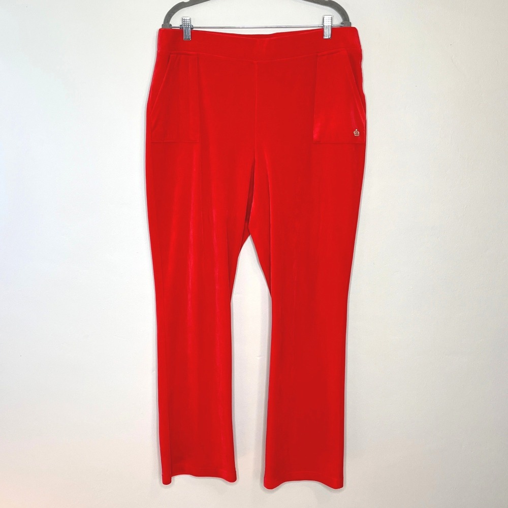 Juicy Couture Wide-Leg Pants Velour Pull-On Lounge Athleisure Women's 2XL XXL